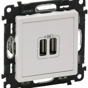 Valena Life kettõs USB töltõaljzat beépített fehér, keret nélkül