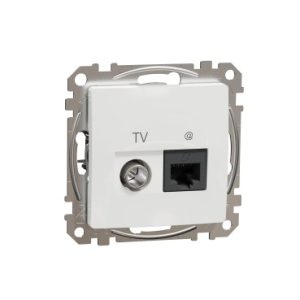 ÚJ SEDNA TV/RJ45 Cat6 UTP kombinált aljzat, fehér, keret nélkül