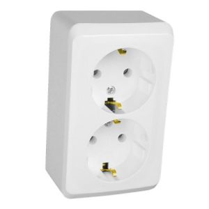 PRIMA 2x2P+F csatlakozóaljzat, 16A, fehér